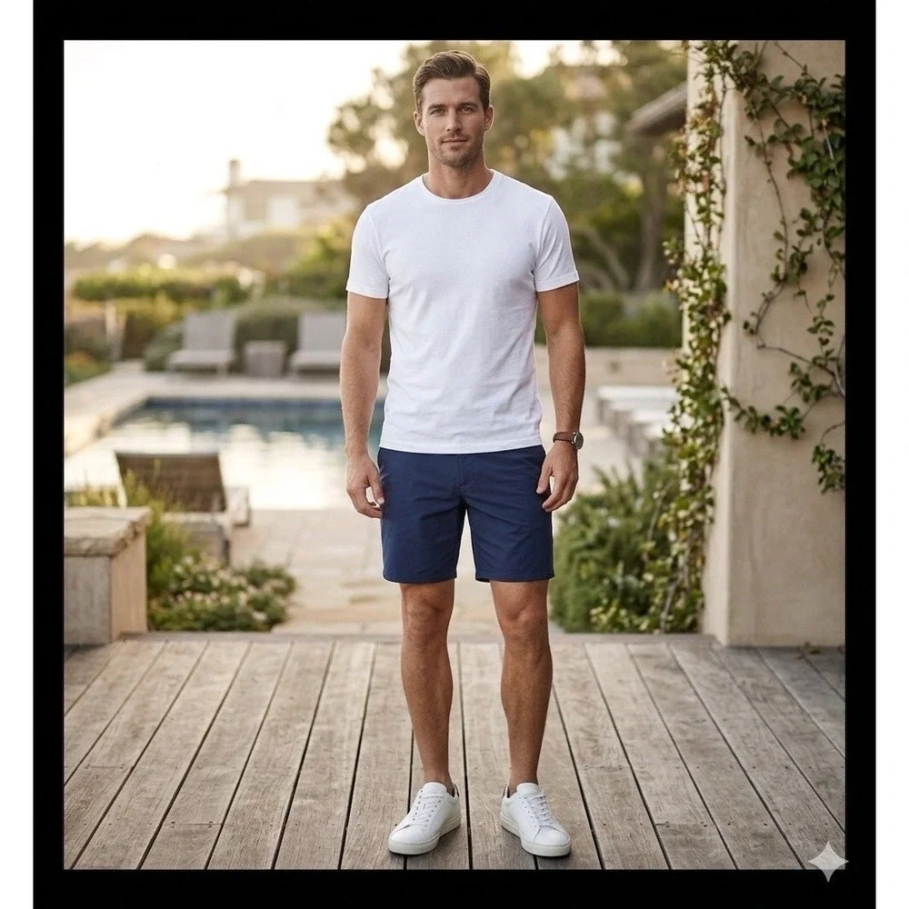 Marsh Wear Shorts Mens 32 Blue Hybrid Chino Flat Front Classic Resort